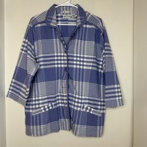 Apparenza Patchwork Plaid Button Front Jacket Top Size 1X